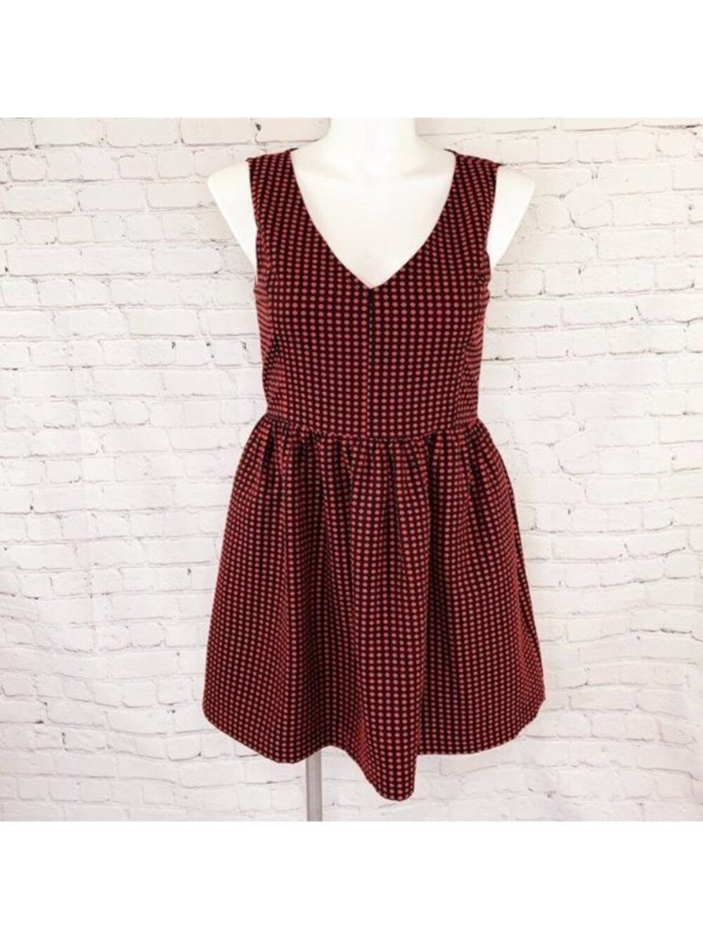 QMACK RED POLKA DOT FIT & FLARE DRESS W/ VINTAGE VIBE & POCKETS - 12